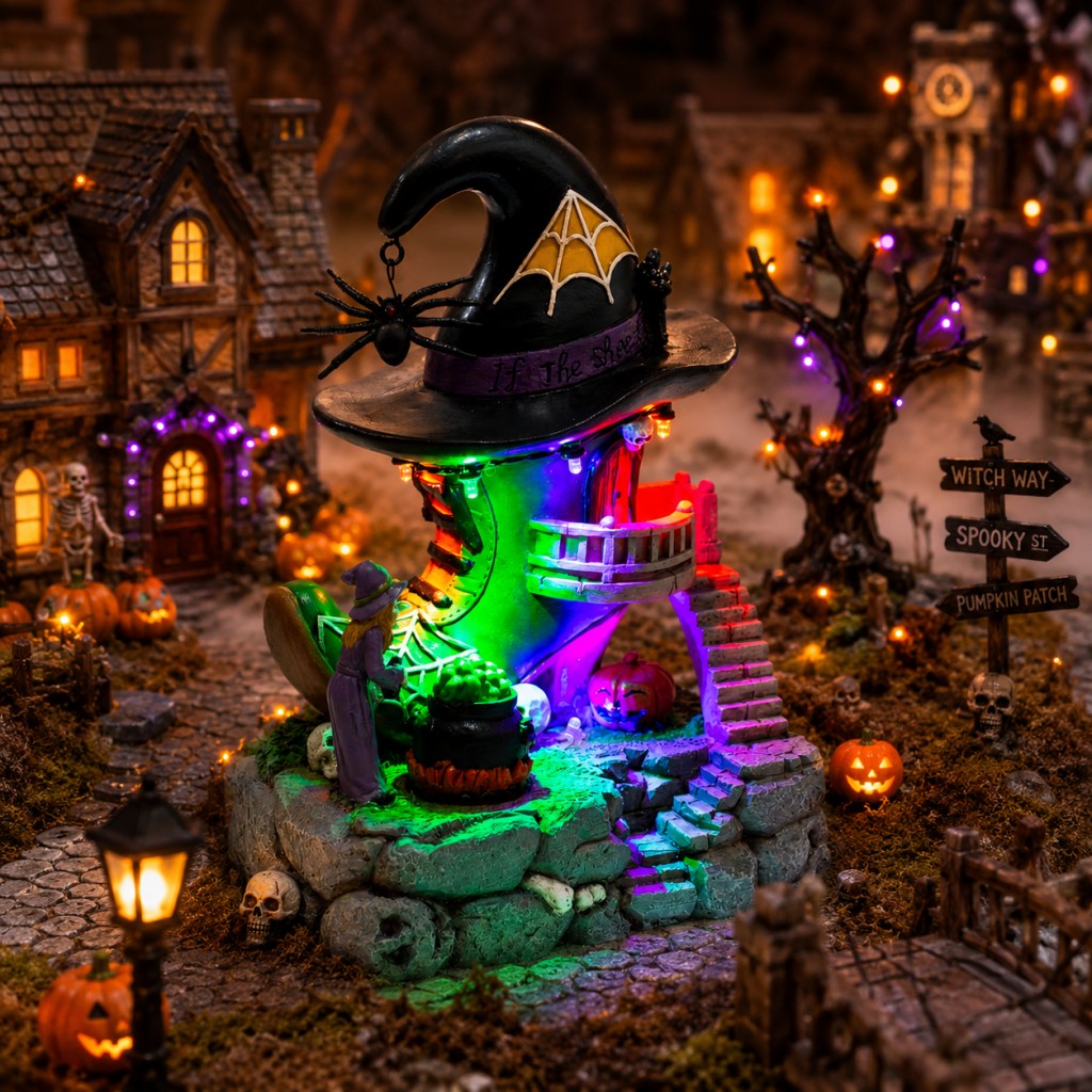 Halloween Pumpkin Decor Led - Cadılar Bayramı Köyü Cadı Ayakkabı Evi