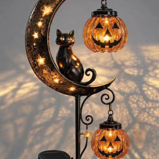 Pumpkin Lantern Halloween - Cadılar Bayramı Temalı Siyah Kedi ve