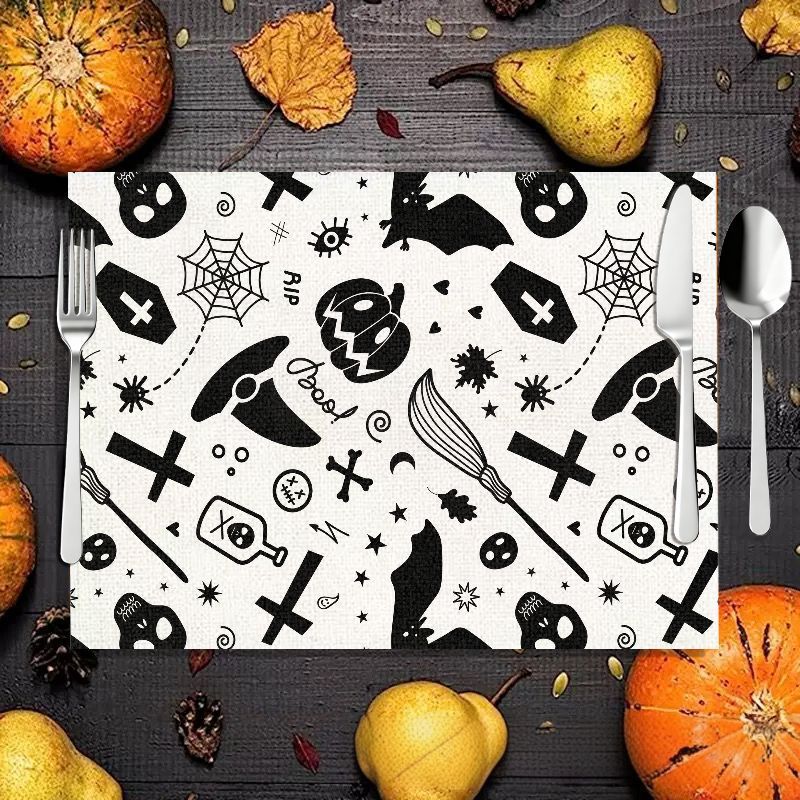 Halloween Skeleton Decoration - VIKAMA 2/4/6PCS Cadılar Bayramı Yemek Matı