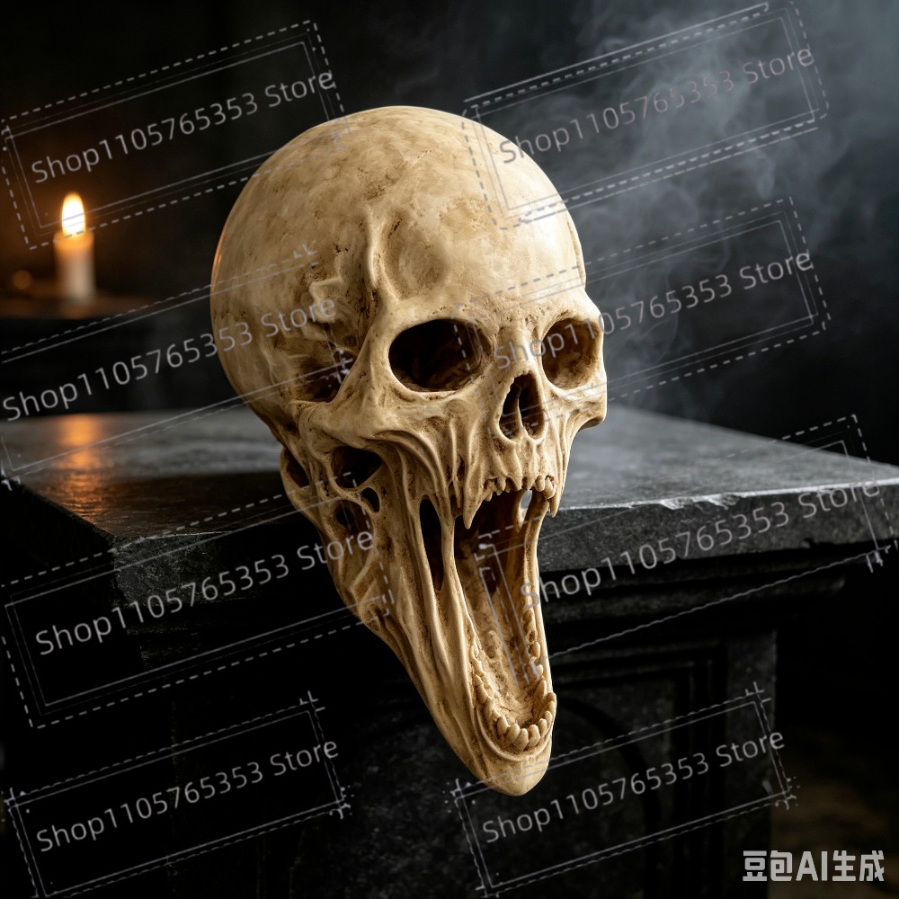 Halloween Skeleton Decoration - Gotik Çığlık Atan Kafatası Heykeli Korkunç