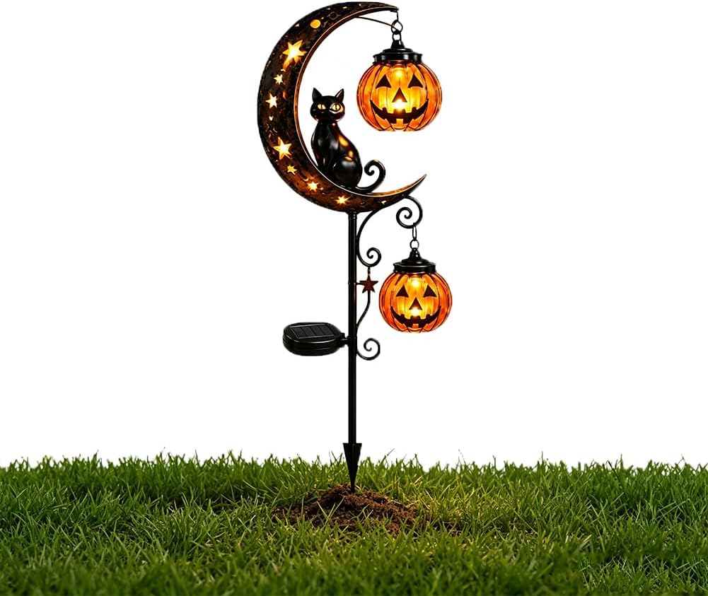 Halloween Pumpkin Decor Led - Güneş Enerjili Cadılar Bayramı Kara Kedi