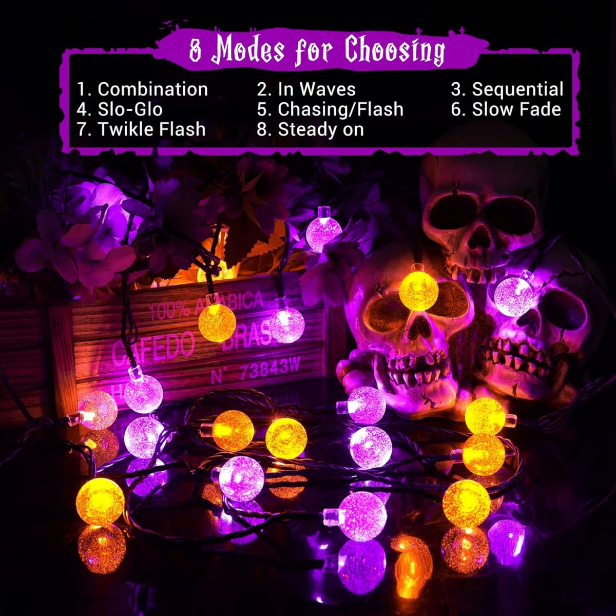 1 adet 12 m 100 LED Cadılar Ba - Halloween Led String Lights Orange incelemesi ve fiyatı