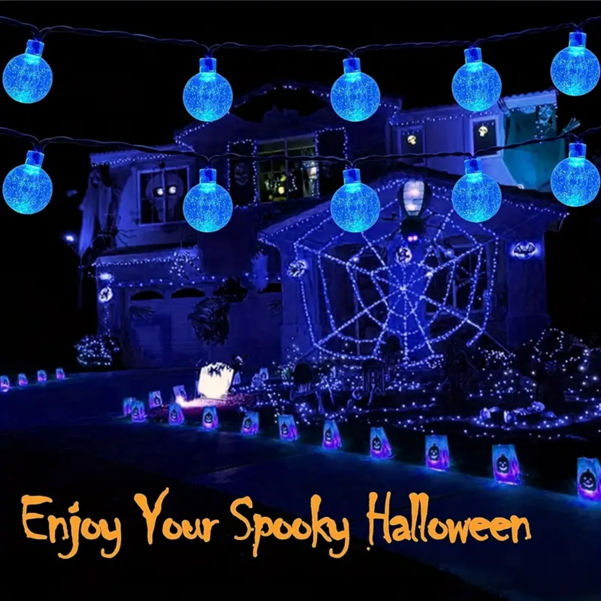 1 adet 12 m 100 LED Cadılar Ba - Halloween Led String Lights Orange incelemesi ve fiyatı